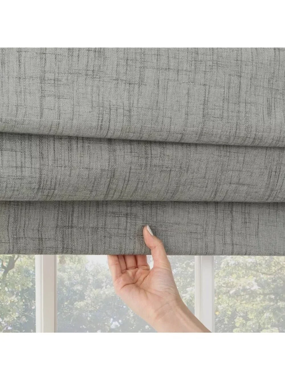 Sun Zero Somerton 100% Blackout Cordless Roman Window Shade Gray 33